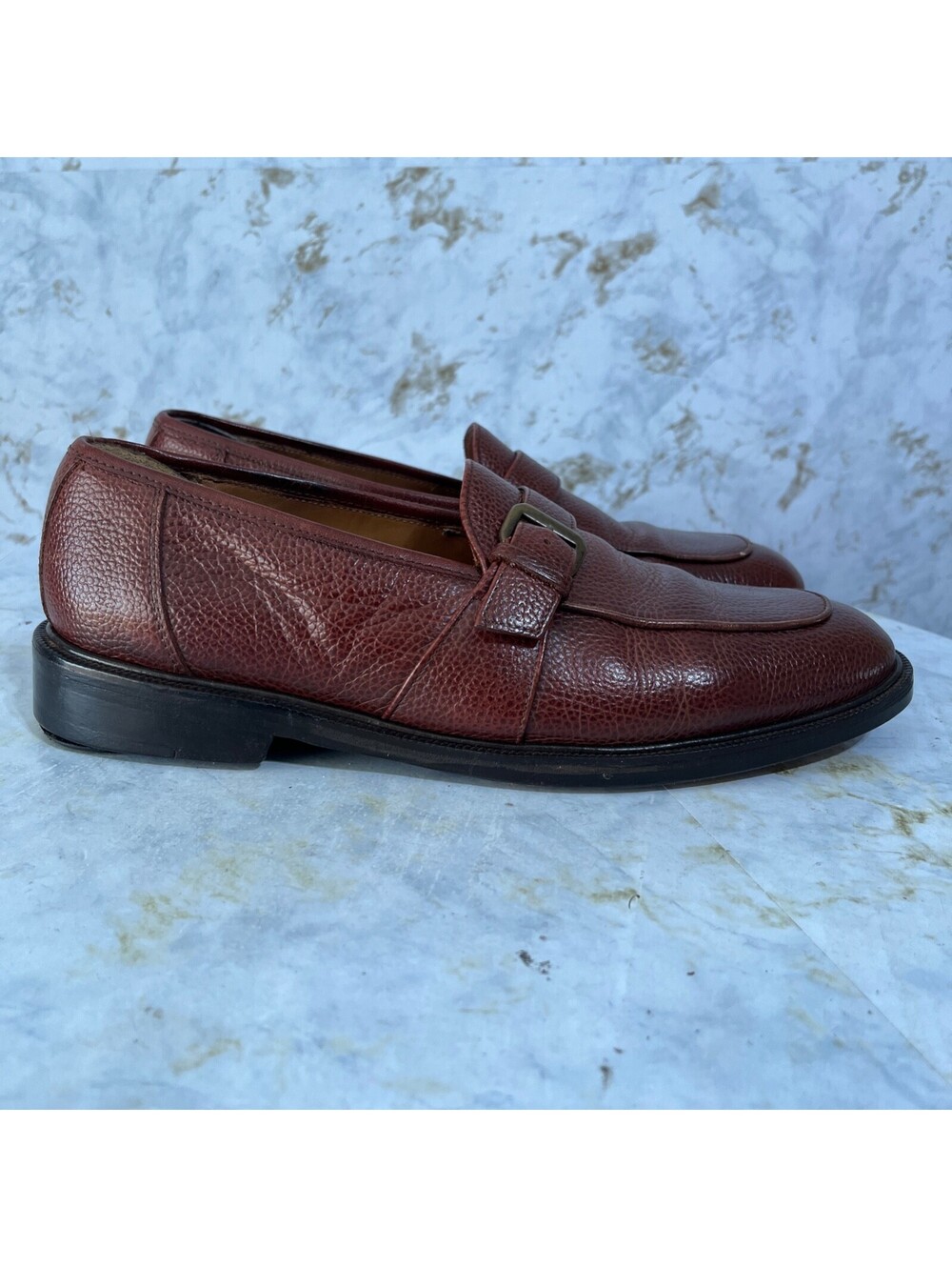 Sandro Moscoloni Men's Size 9.5M Shoes Brown Leather Comfort Monk Strap Loafer